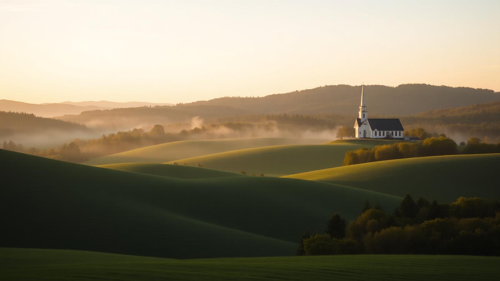 New Hampshire countryside at golden hour